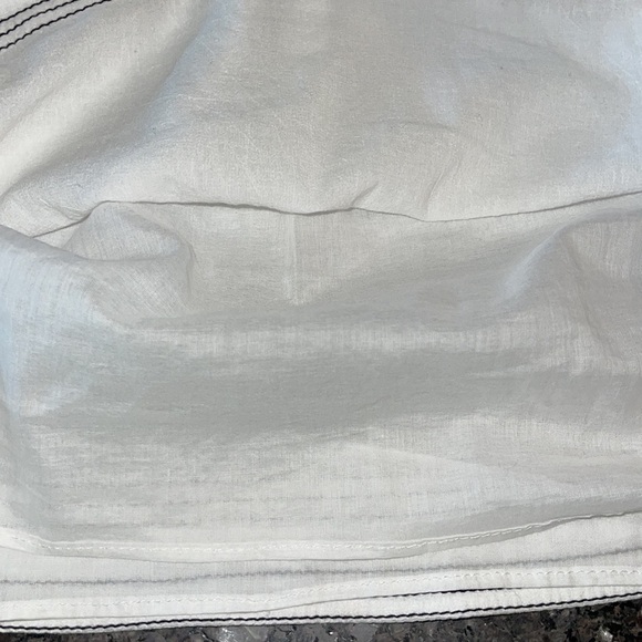 NWT Magali Pascal White With Black Stitching Ruffled Cap Sleeve Top - Picture 4 of 6